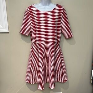 Donna Morgan A line short striped dress with elbow sleeves